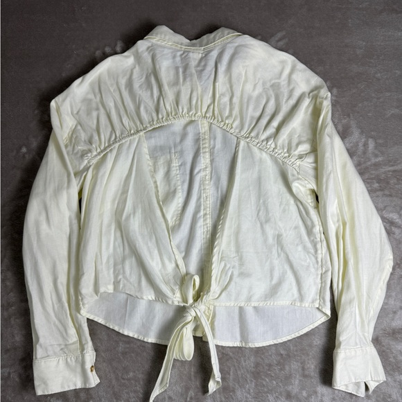 Anthropologie Pilcro Size XL Tie-Back Shrunken Shirt Ivory - Picture 6 of 14